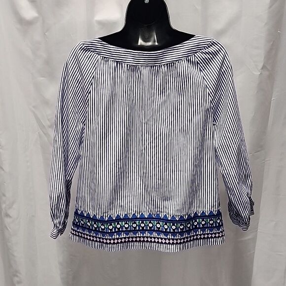 Vineyard Vines Geo Prep Embroidered Open Neck Top in Marlin size XXS - Picture 5 of 7